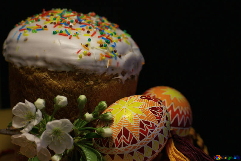 Easter with colored eggs isolated on dark background №30152