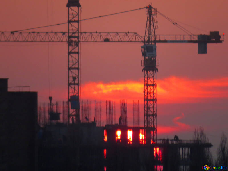 Sunset on background construction №30336