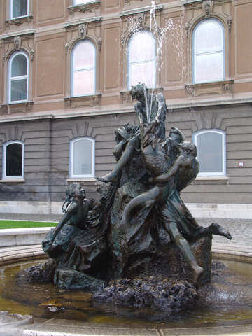 Children with fish fountain Hungary Budapest №31956