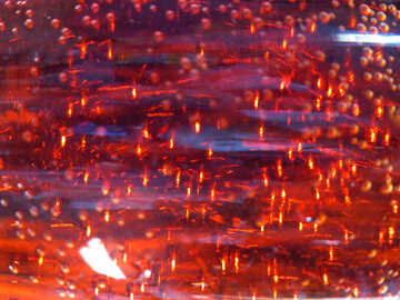Red glass with bubbles №31042