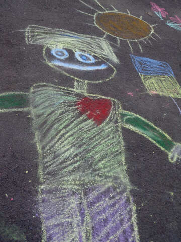 One child`s drawing with chalk №32592
