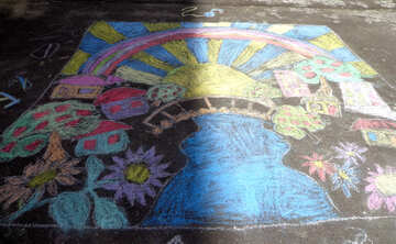 Ukraine children`s drawing with chalk №32611