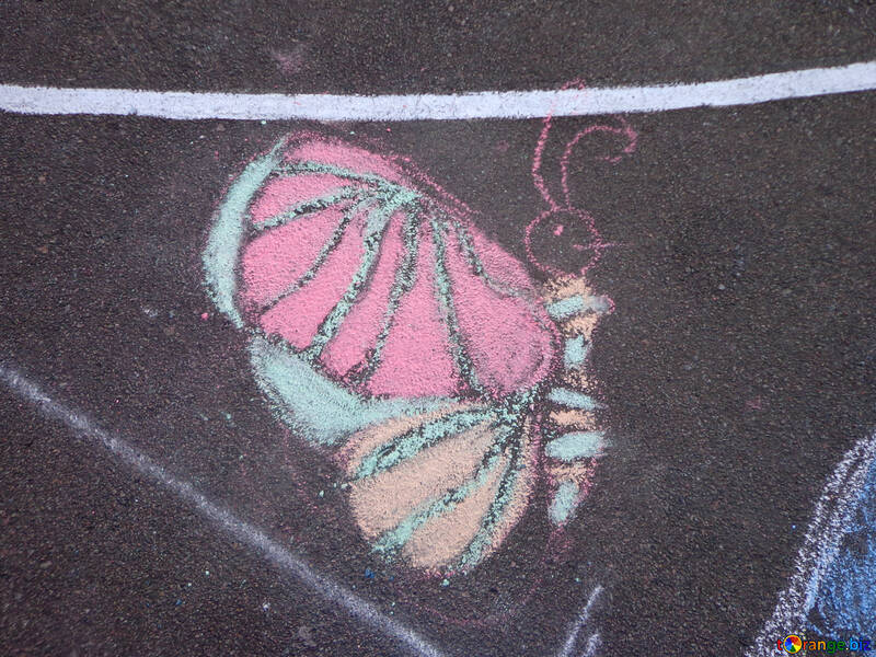 Butterfly kids drawing chalk №32586