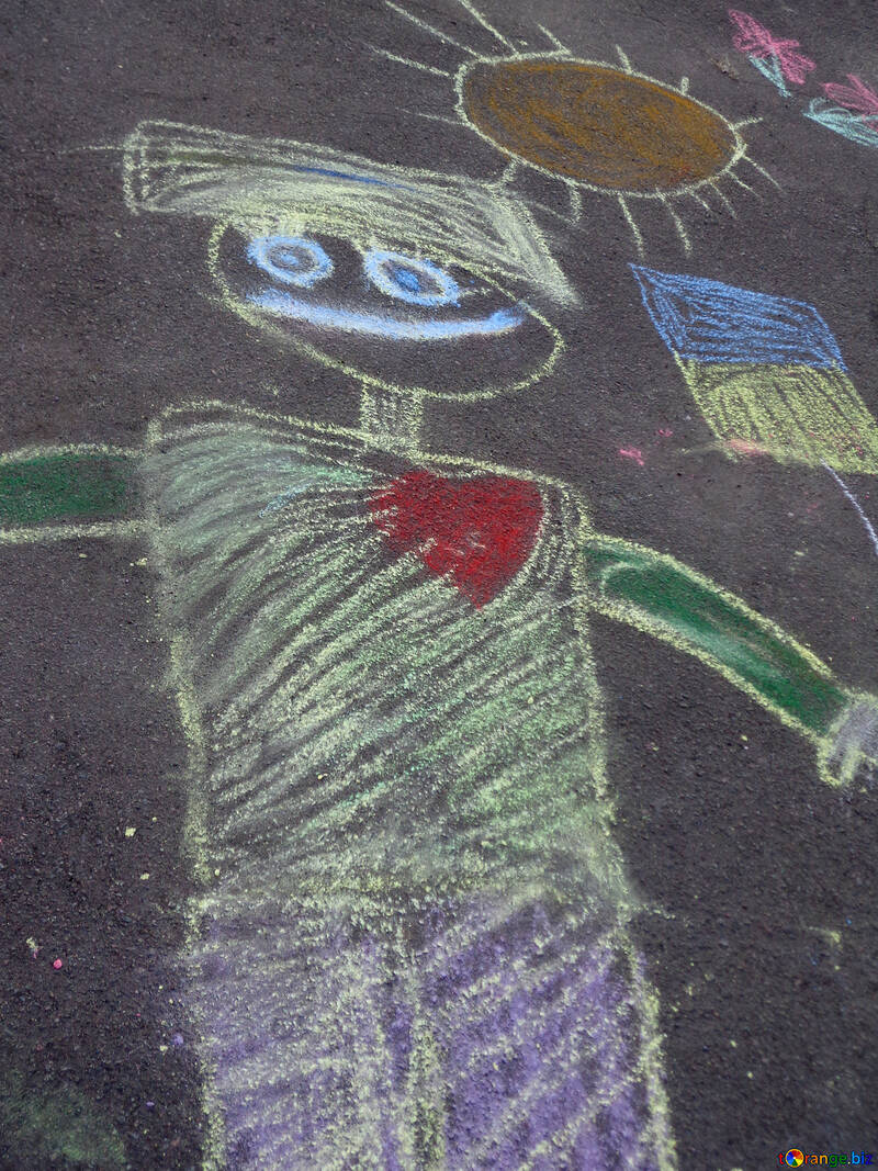 One child`s drawing with chalk №32592