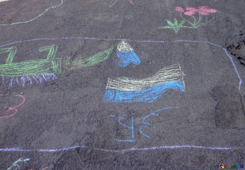 Patriotic kids drawing chalk №32582