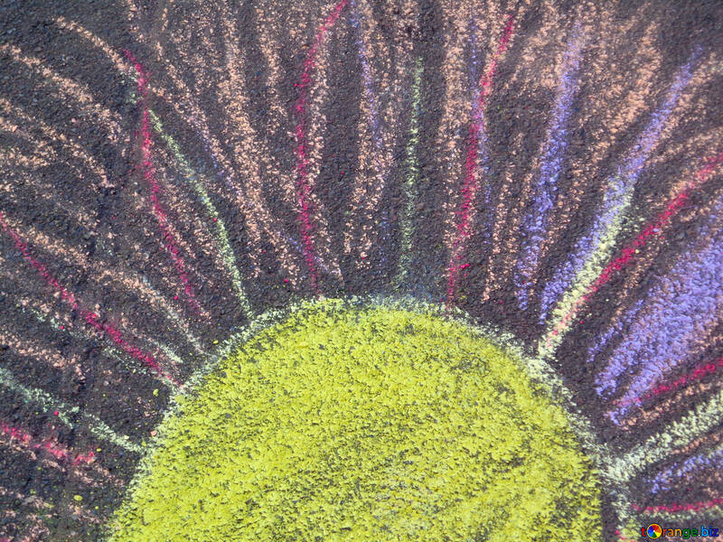 The Sun child`s drawing with chalk №32595