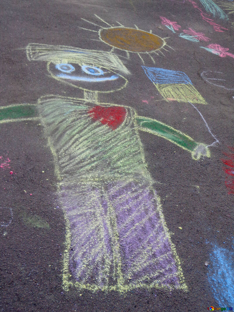 Ukrainian children`s drawing with chalk №32591