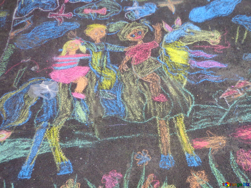 Enfants, dessin à la craie №32606