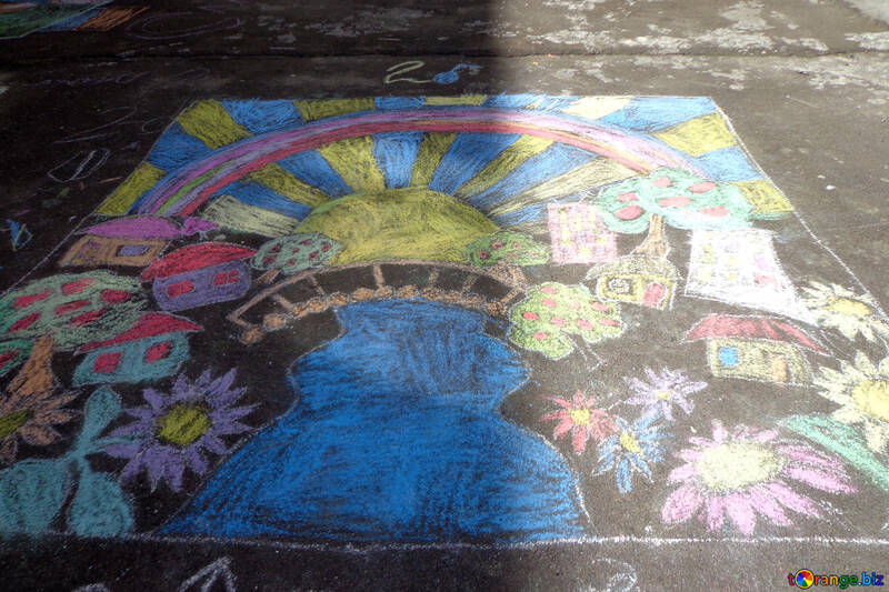 Children`s drawing contest on asphalt №32566