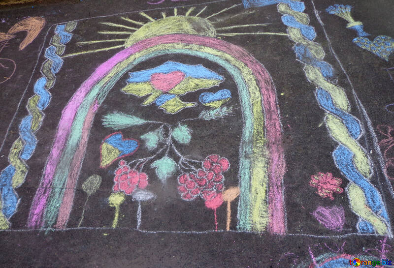 Children`s painting on the pavement about Ukraine №32600
