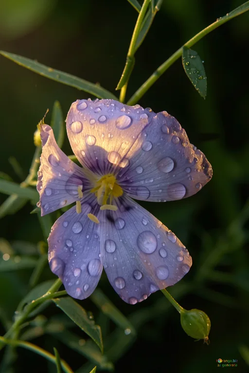 Відреставрована люксова версія Flower with drops of dew Purple flower with dewdrops on petals №33404
