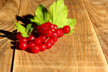 Red currant on wooden background №33213