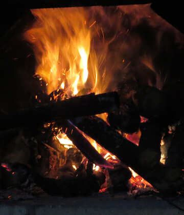 Burning wood in fireplace №34335