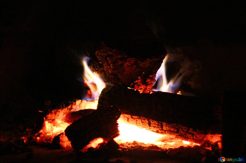 Fuego ardiendo en la chimenea №34437