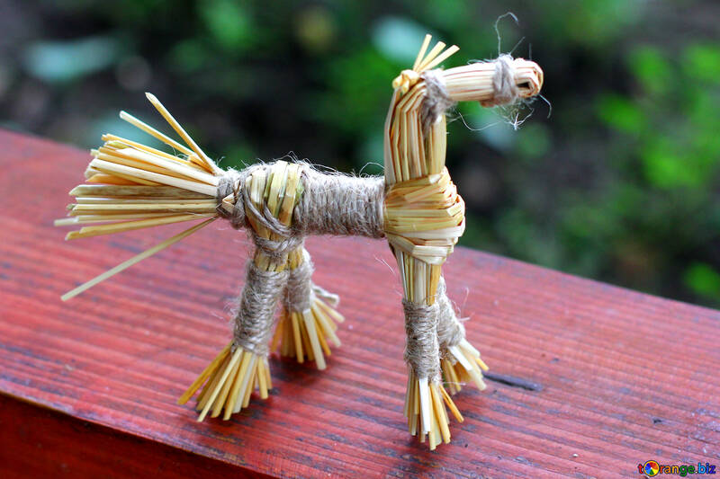 An ancient folk crafts from straw horse №34808