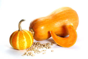 Isolated and cut pumpkin