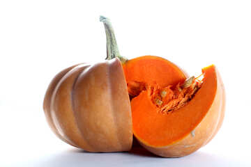 Pumpkin on white background with piece of №35616