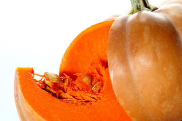 Pumpkin with cut pieces on white background №35619