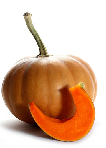 Pumpkin with slice on white background №35595