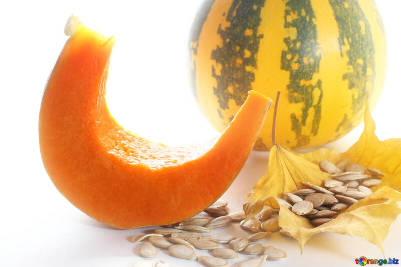 Bright background with sliced ​​pumpkin №35572