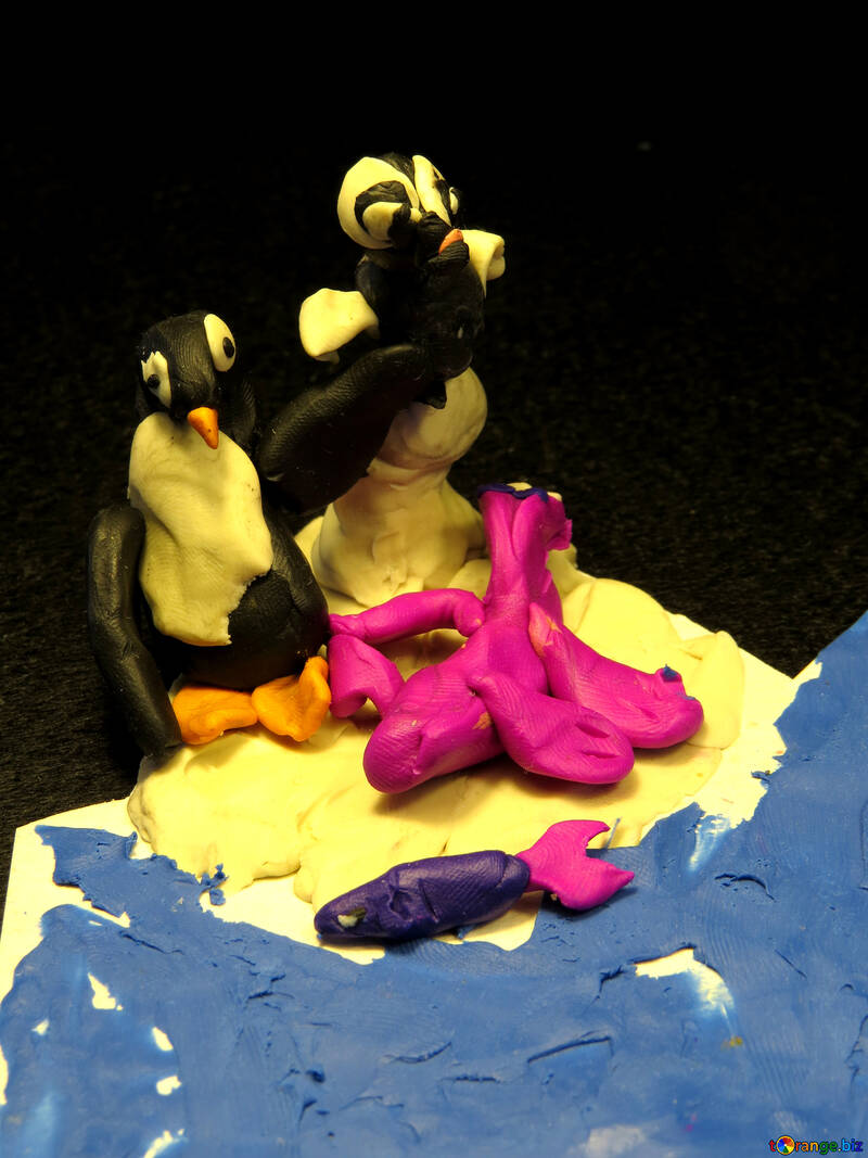 Penguins from plasticine №35052