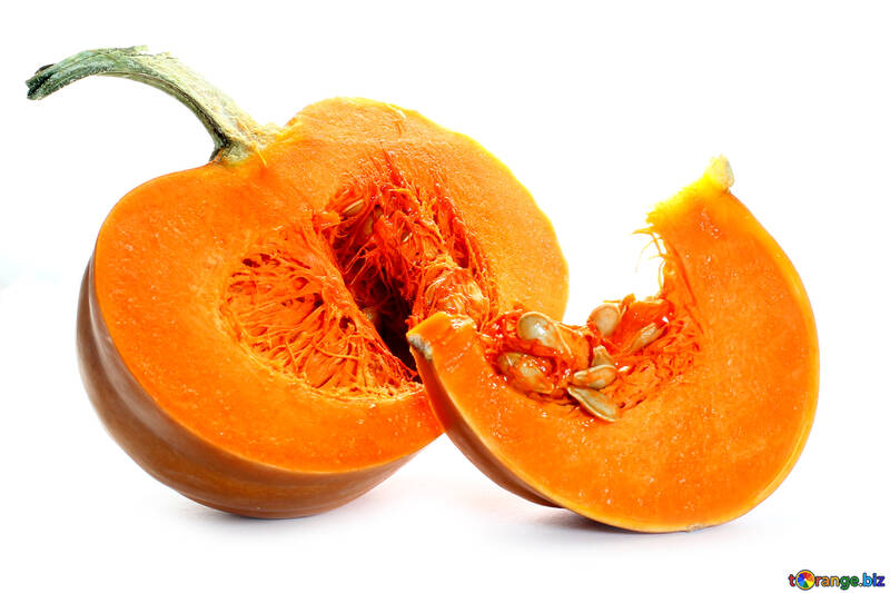 Pumpkin cut into pieces isolated №35602