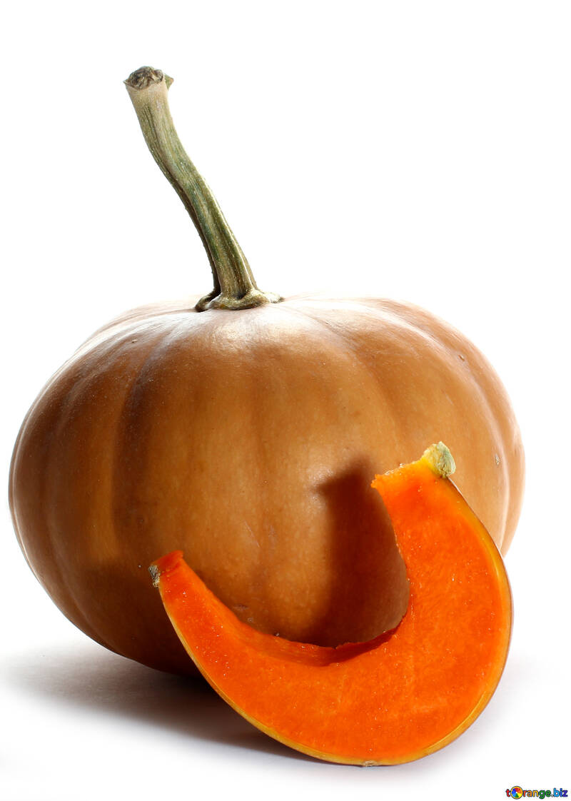 Pumpkin with slice on white background №35595