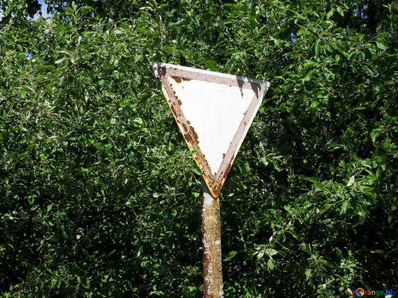 Signo de rendimiento ocultado en los árboles №35645