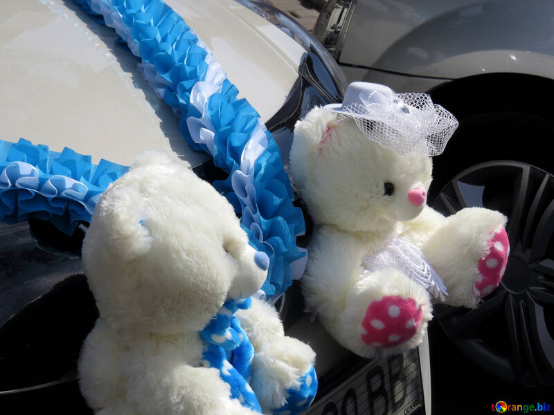 Teddy bears wedding car decoration №35792