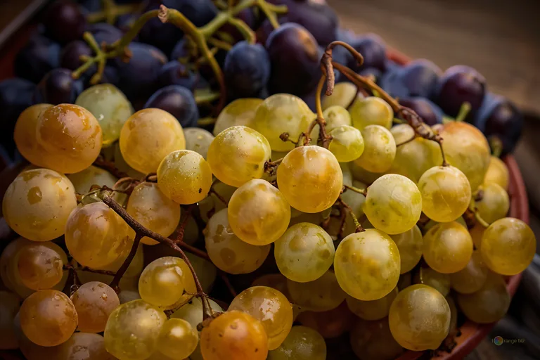 Відреставрована люксова версія Grapes Golden yellow grapes cluster with dark purple background №36286