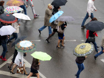 La gente cammina sotto gli ombrelloni №36189