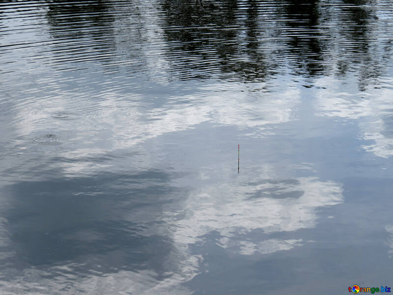 Reflejo del cielo en el agua y el flotador de pesca №36762