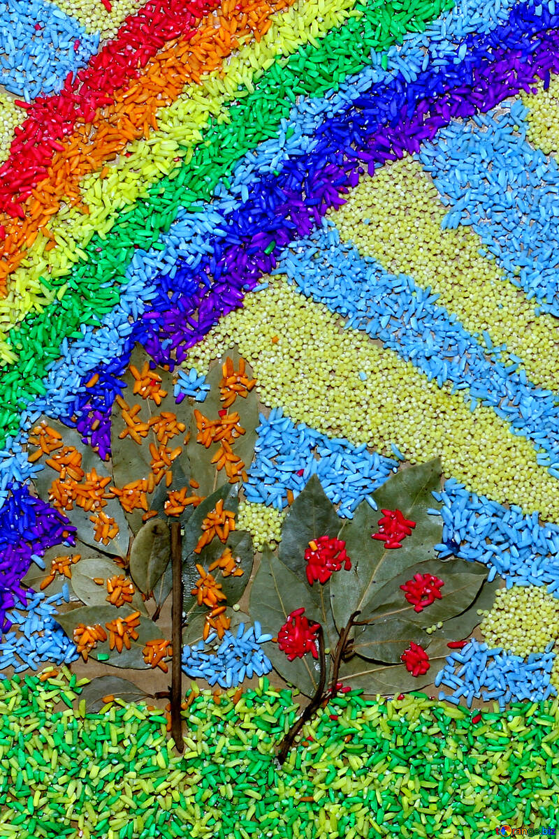 Kinder Mosaik aus bunten Bohnen №37202