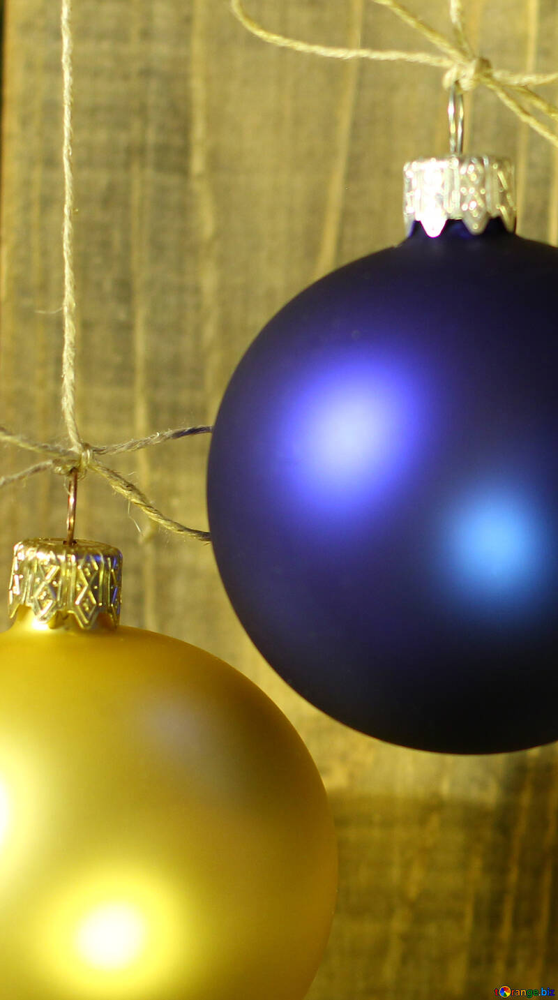 黄色と青のクリスマス ボール №37832