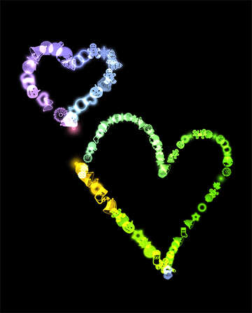 Two hearts neon glow №39981