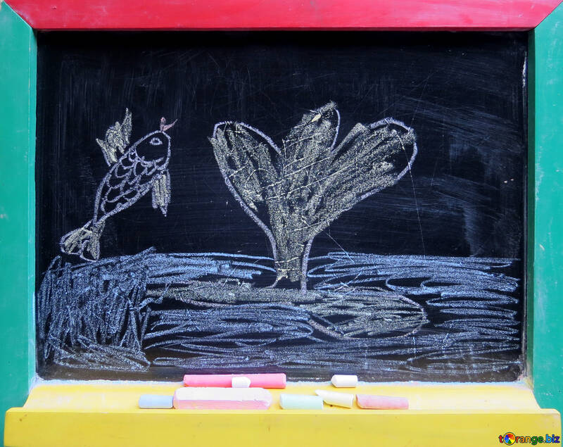 Fish in the sea drawing chalk №39201