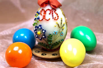 Easter egg decorated with beads №4313