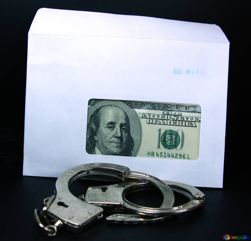 Illicit currency. Dollars, handcuffs. №4701