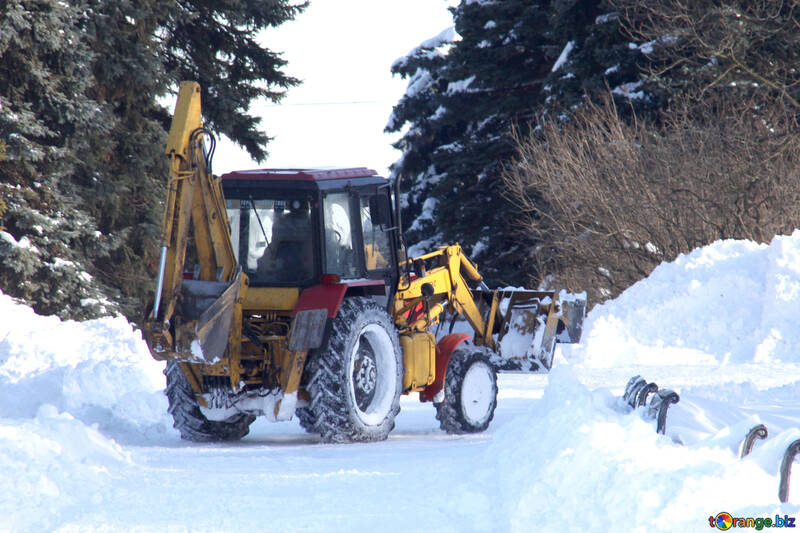 Трактор чистить доріжки в парку від снігу №4246