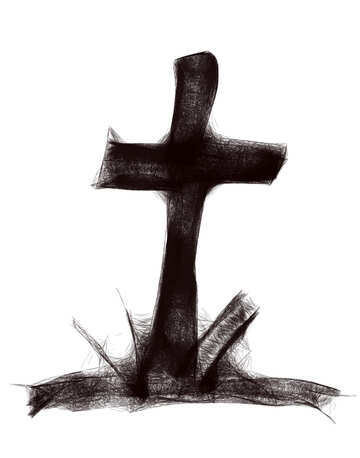 Кліпарт для хеллоуїна могильний хрест №40485