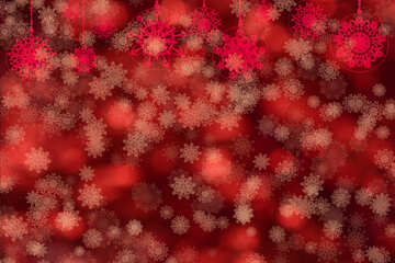 Red Winter background with snowflakes №40734