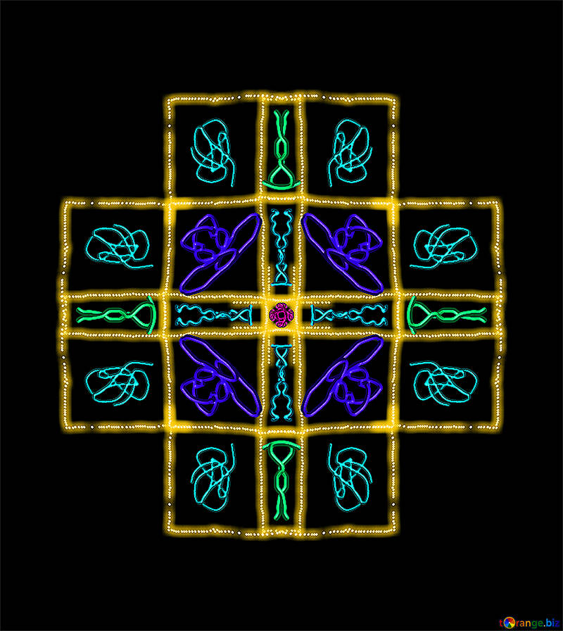 Cuadro abstracto simétrico sobre fondo oscuro №40459