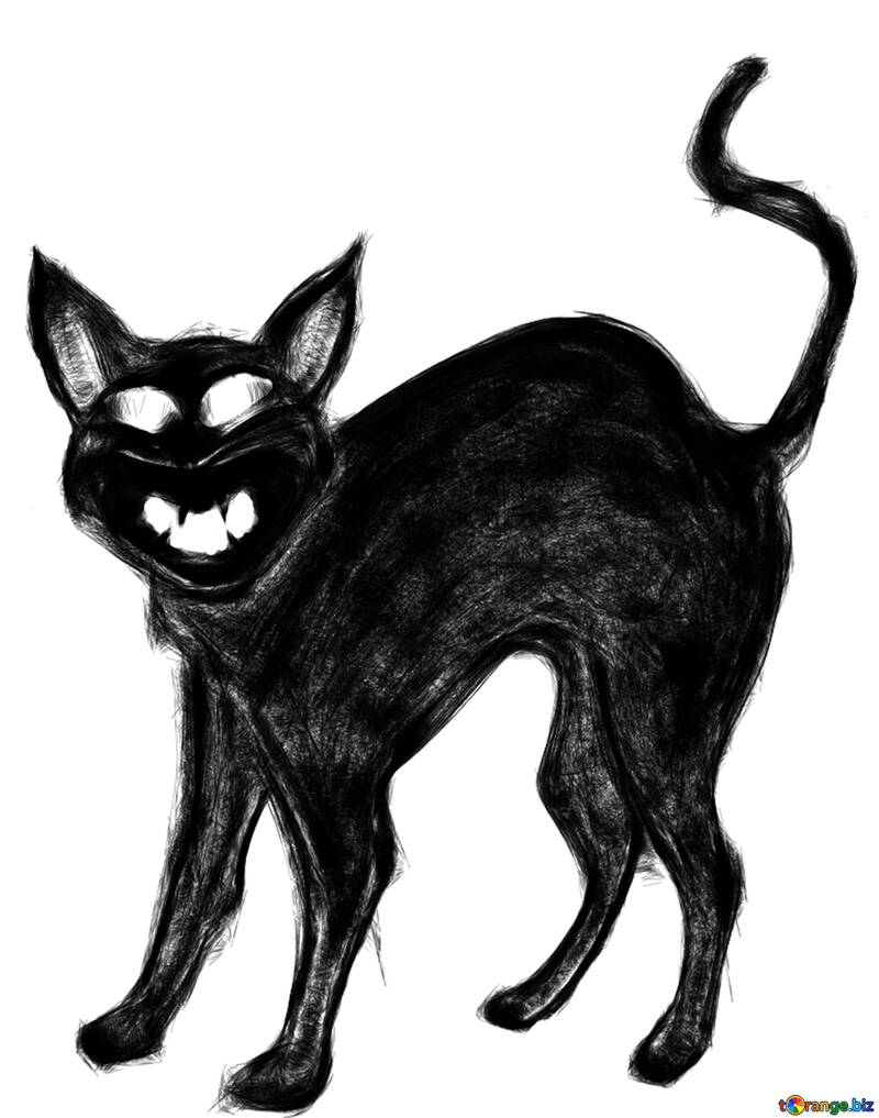ハロウィーン クリップアート邪悪な黒い猫 №40583
