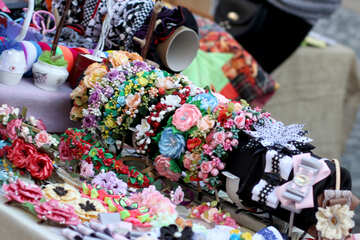 Fabric flowers Ukrainian souvenirs №41572