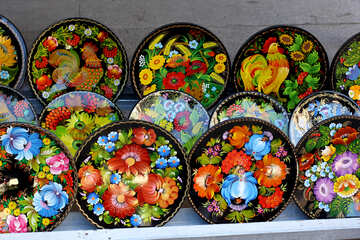 Ukrainian Decorative plates made of wood