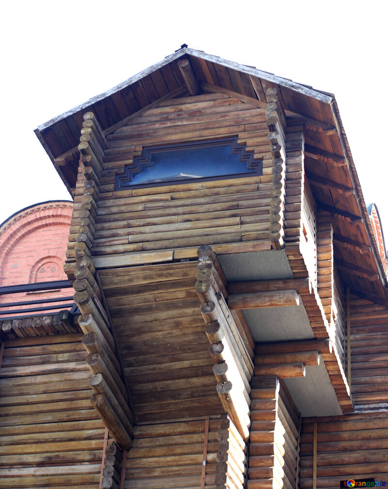 De puerta de oro balcón de madera №41617