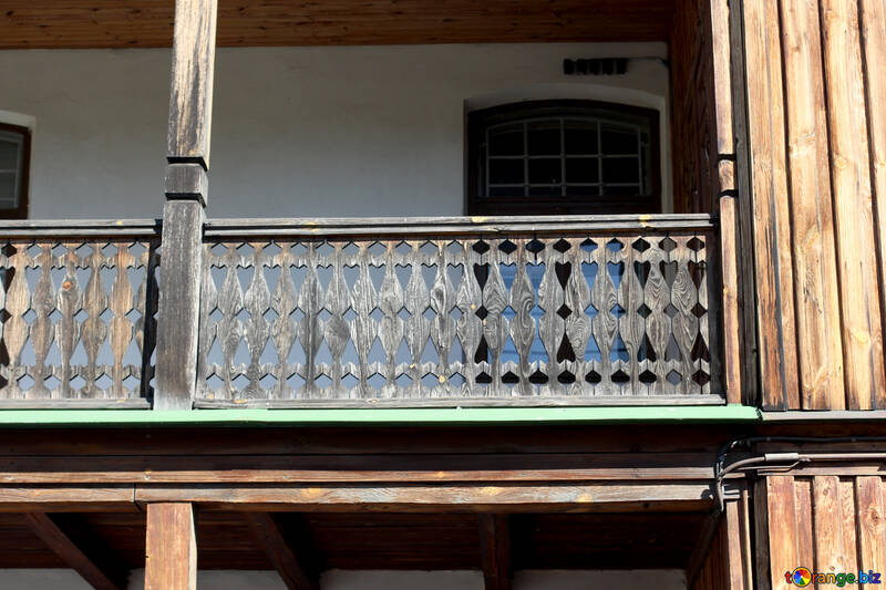 Ancient wooden balcony №41906