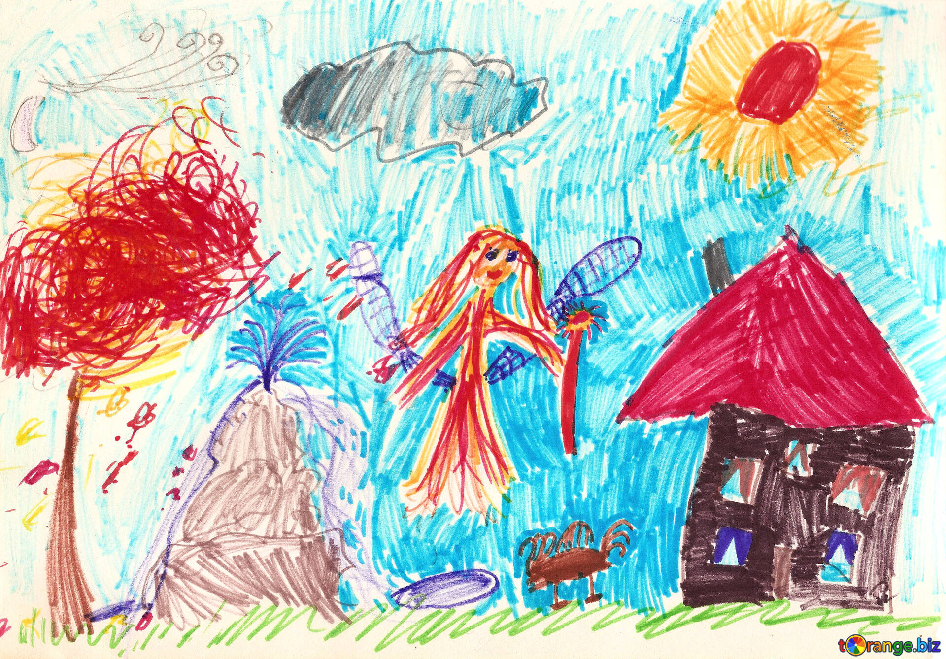 Children's drawings of houses children's drawing fairy near the ...