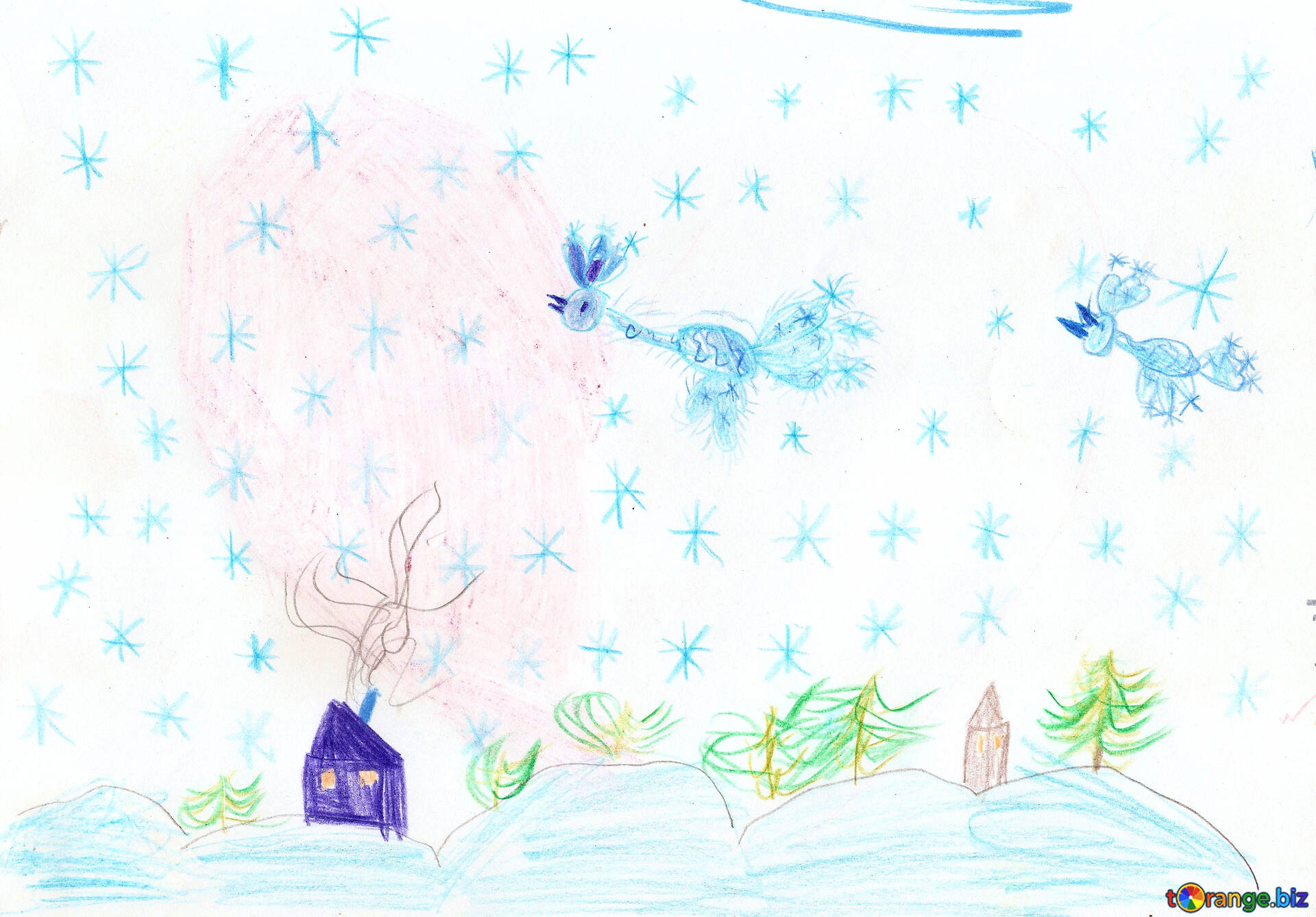 Зимние рисунки детей 7 лет