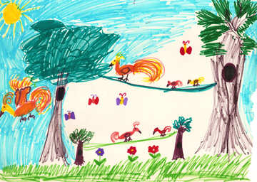 Children`s drawing country birds №42739